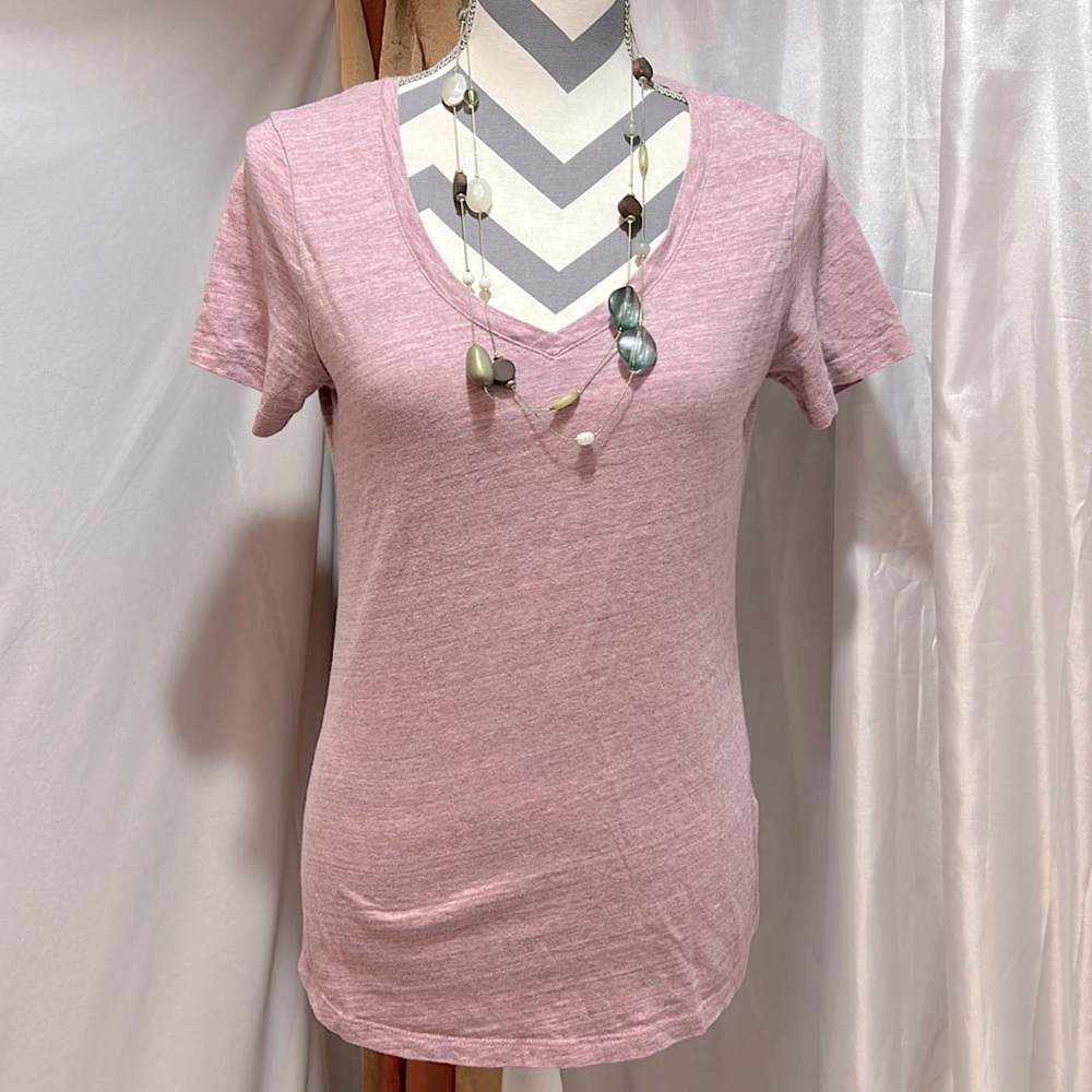 Pink Eddie Bauer V-Neck Soft Short Sleeve T-shirt